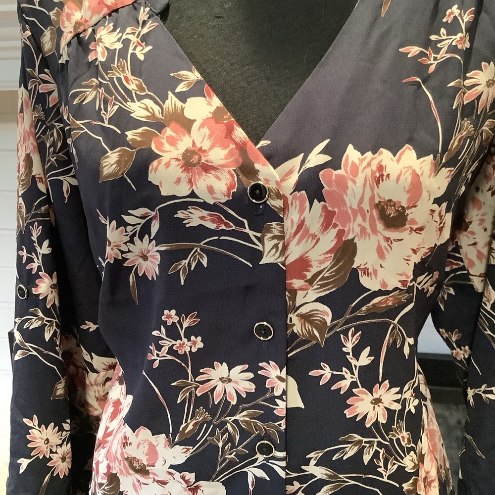 #308 Amazing 41 Hawthorn Floral Shirtdress Size Large - Picture 4 of 9